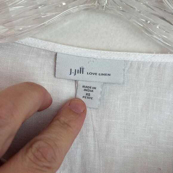 J. Jill love linen women 100% linen Embroidered White and Blue Women's Top tunic - Picture 5 of 11